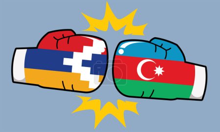 Illustration for Nagorno-Karabakh vs Azerbaijan, boxing gloves, vector illustration - Royalty Free Image