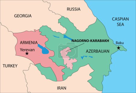 Illustration for Nagorno-Karabakh map, Armenia vs Azerbaijan, vector illustration - Royalty Free Image