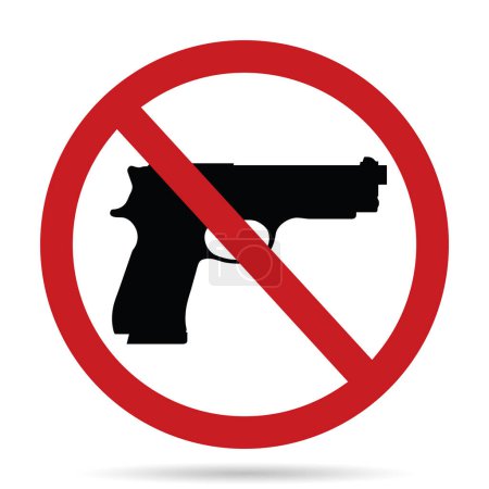 Illustration for No firearms, forbidden gun carriage, vector illustration - Royalty Free Image