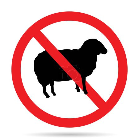Illustration for No sheep or lamb sign, vector illustration - Royalty Free Image