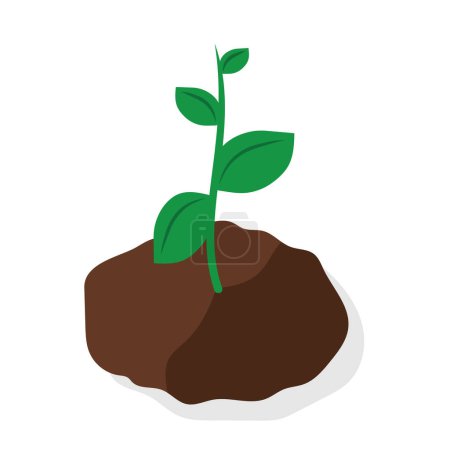 Ilustración de Brotes de plantas de la pila de tierra o suciedad, ilustración vectorial - Imagen libre de derechos