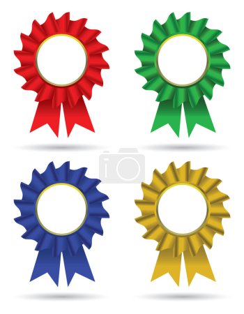Illustration for Colorful rosettes with ribbons, vector illustration - Royalty Free Image