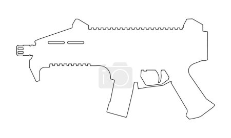 Ilustración de Pequeño rifle automático, ametralladora, ilustración vector lineal - Imagen libre de derechos