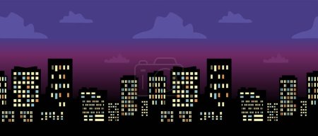 Ilustración de Paisaje urbano por la noche, ilustración vectorial - Imagen libre de derechos