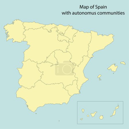 Illustration for Spain map with autonomous communities, vector illustration - Royalty Free Image