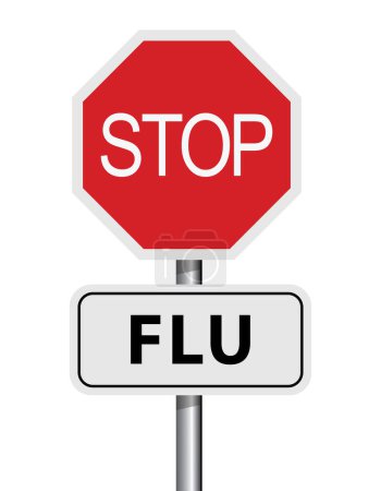 Illustration for Stop flu road sign, isolated on white background, vector illustration - Royalty Free Image