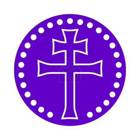 Téléchargez les illustrations : Croix patriarcale ou croix latine, sceau violet, illustration vectorielle - en licence libre de droit