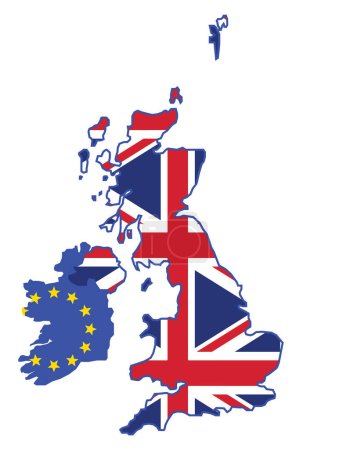 Illustration for Brexit concept, united kingdom and ireland map as part of eu, vector illustration - Royalty Free Image