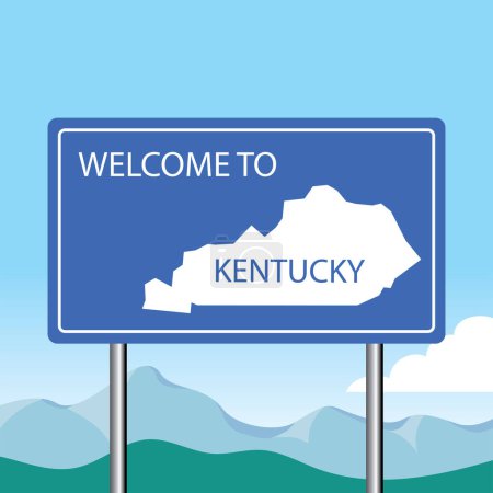 Illustration for Welcome to kentucky road sign, vector illustration - Royalty Free Image