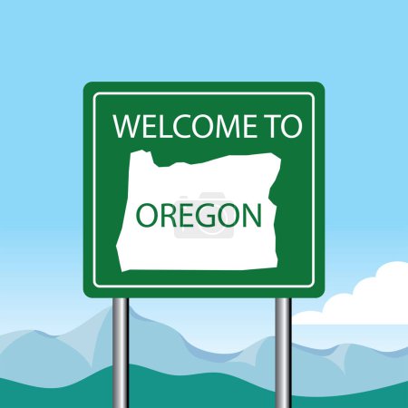 Illustration for Welcome to oregon road sign, vector illustration - Royalty Free Image