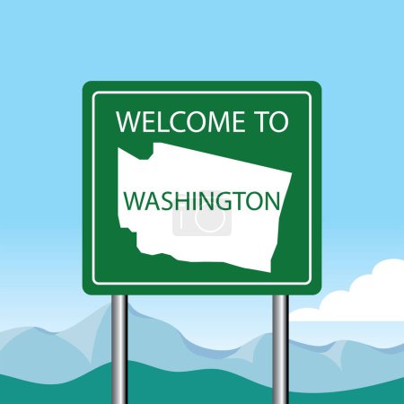 Illustration for Welcome to washington road sign, vector illustration - Royalty Free Image