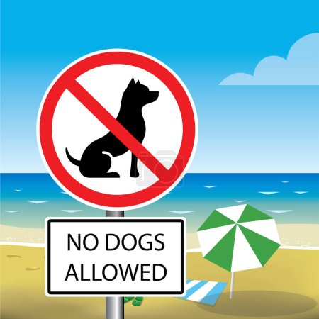 Illustration for Beach sun - no dogs, web icon - Royalty Free Image