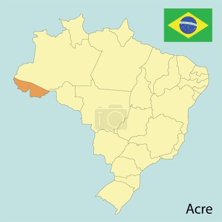 Ilustración de Brasil mapa estados acre - Imagen libre de derechos