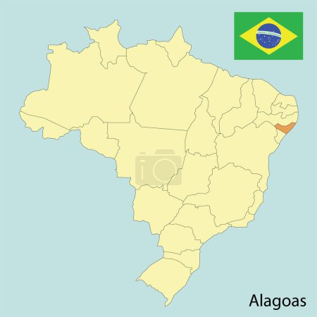 Illustration for Brazil map states alagoas. - Royalty Free Image