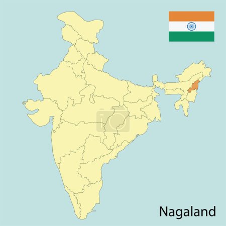 Téléchargez les illustrations : Carte de l'Inde Etats drapeau nagaland - en licence libre de droit