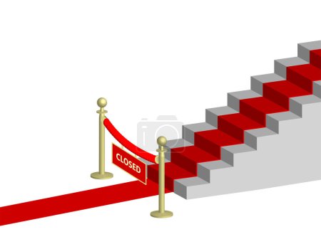 Illustration for Closed stairs with red carpet, 3d icon - Royalty Free Image