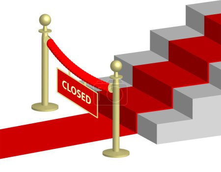 Ilustración de Escaleras cerradas con alfombra roja, icono 3d - Imagen libre de derechos