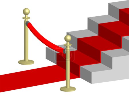 Illustration for Stairs with red carpet, 3d icon - Royalty Free Image