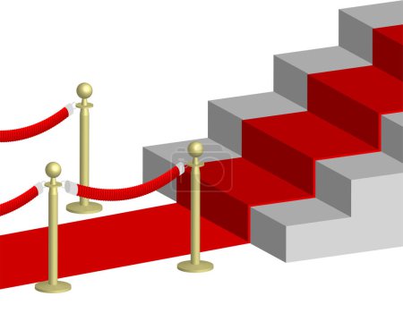 Ilustración de Escaleras con alfombra roja, icono 3d - Imagen libre de derechos