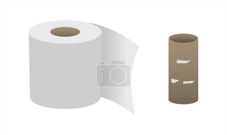 Illustration for Toilet paper and empty toilet paper roll, web icon - Royalty Free Image