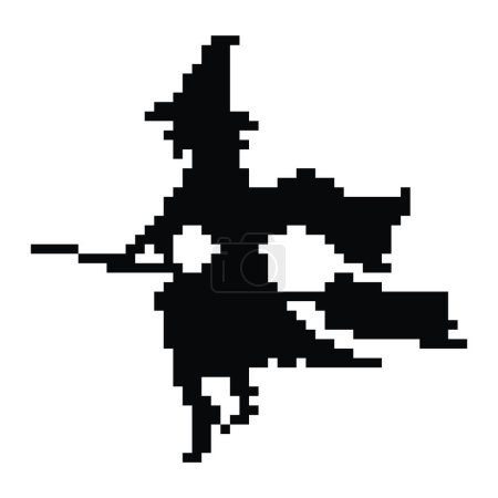 Illustration for Witch halloween in pixel, web icon - Royalty Free Image