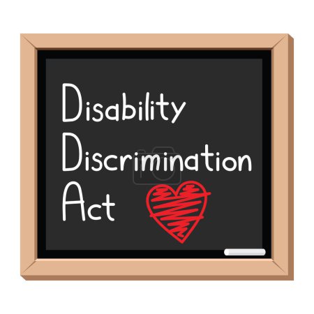 Ilustración de Disability discrimination act, DDA, on blackboard, vector illustration - Imagen libre de derechos