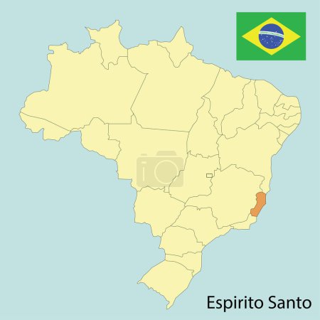 Illustration for Espirito santo, map of brazil with states, vector illustration - Royalty Free Image