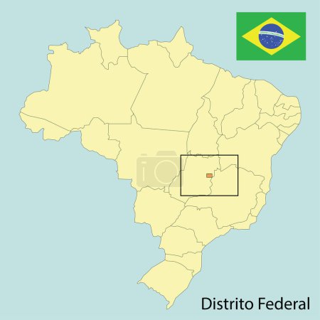 Ilustración de Distrito federal, map of brazil with states, vector illustration - Imagen libre de derechos
