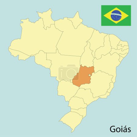 Ilustración de Goias, map of brazil with states, vector illustration - Imagen libre de derechos