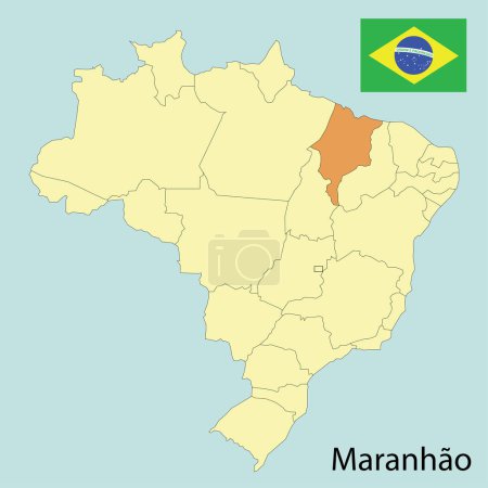 Ilustración de Maranhao, map of brazil with states, vector illustration - Imagen libre de derechos