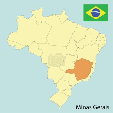 Illustration for Minas gerais, map of brazil with states, vector illustration - Royalty Free Image
