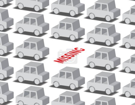 Téléchargez les illustrations : Grey cars background, one car missing, vector illustration - en licence libre de droit