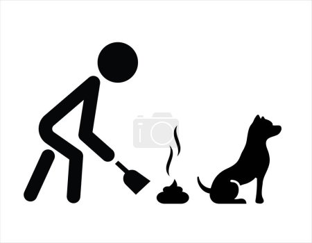 Illustration for Clean up after your pet dog, black and white, vector illustration - Royalty Free Image