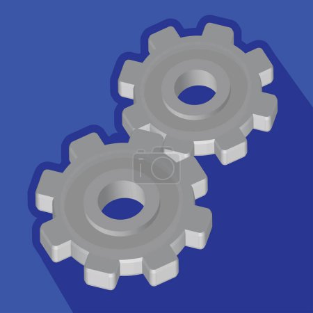 Ilustración de Cogwheels or metal gears, blue background, 3d like vector illustration - Imagen libre de derechos