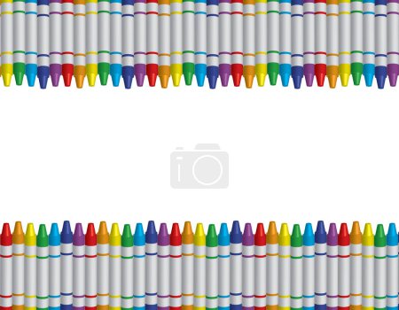 Ilustración de Crayon border, seamless, white background, vector illustration - Imagen libre de derechos