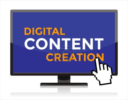 Téléchargez les illustrations : Digital content creation concept on screen, vector illustration - en licence libre de droit
