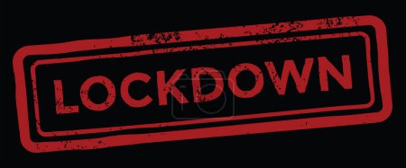 Illustration for Lockdown, red grunge rubber stamp, black background, vector illustration - Royalty Free Image