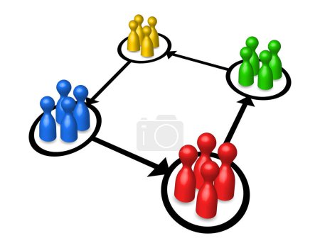 Ilustración de Chart or diagram, pawns in groups, different colors, vector illustration - Imagen libre de derechos