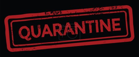 Illustration for Quarantine, red grunge rubber stamp, black background, vector illustration - Royalty Free Image