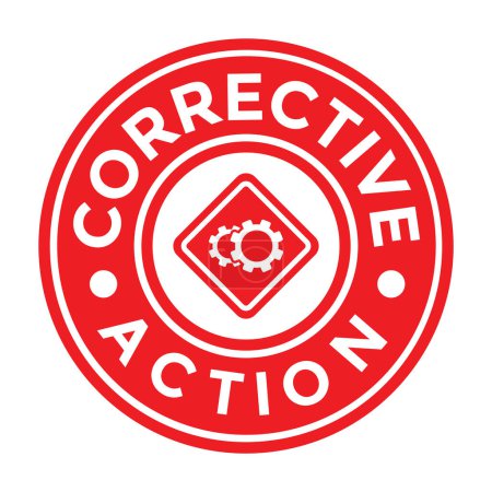 Ilustración de Corrective action, red rubber stamp, vector illustraion - Imagen libre de derechos
