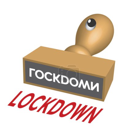 Illustration for Lockdown, wooden rubber stamp, vector illustration - Royalty Free Image