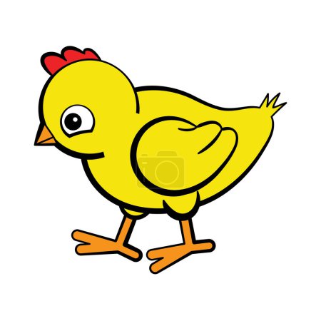Illustration for Small chicken, yellow color, vector illustratio - Royalty Free Image