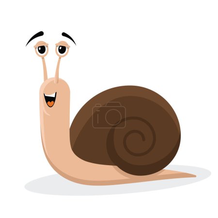 snail, funny cartoon style, vector illustration