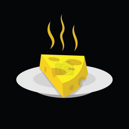 Téléchargez les illustrations : Stinky cheese on a plate, vector illustration - en licence libre de droit