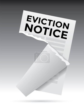Illustration for Eviction notice tear up, black background, vector illustration - Royalty Free Image