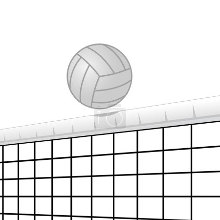 volleyball with net, isolated on white background,  vector illustration