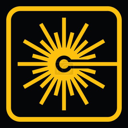 Téléchargez les illustrations : Yellow laser beam icon, black background, vector illustration - en licence libre de droit
