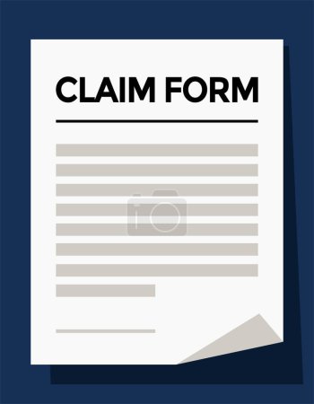 Illustration for Claim form, on paper, blue background, vector illustration - Royalty Free Image