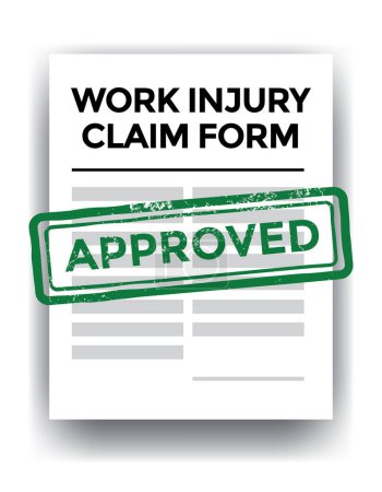 Téléchargez les illustrations : Approved, work injury claim form, vector illustration - en licence libre de droit