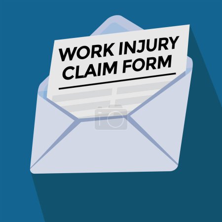 Ilustración de Work injury claim form in envelope, vector illustration - Imagen libre de derechos